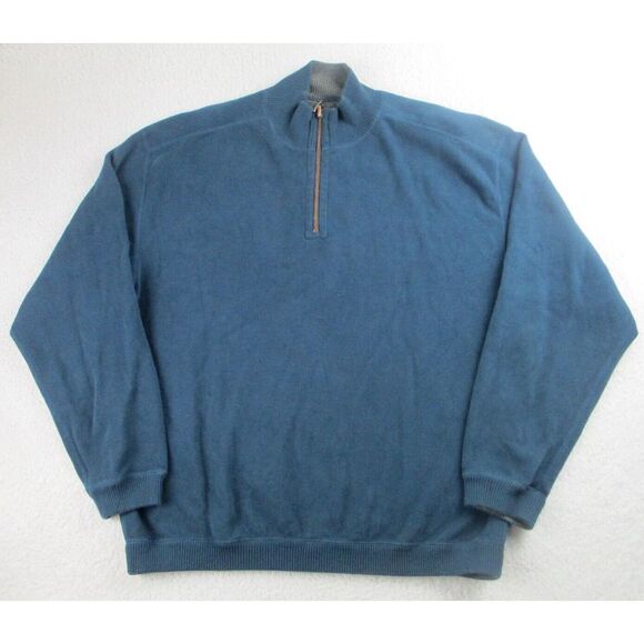 Tommy Bahama Reversible Sweater Mens XL Blue Gray Pullover 1/4 Zip Golf Casual - Picture 1 of 9